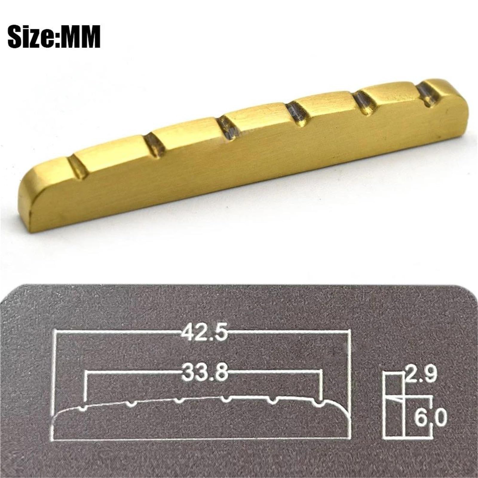 Profesjonalna Nakrętka Gitary 20 Sztuk Gitara Elektryczna Mosiężna Nakrętka Części Zamienne 42/42,5/38MM Dla 4/6 Strun Basowych(42.5MM)