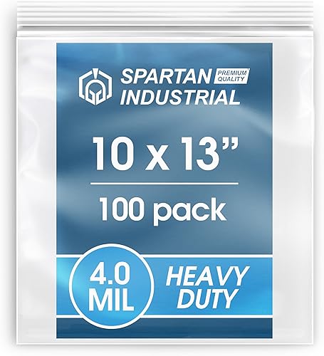 Spartan Industrial - 100 bolsas de polietileno de plástico con cierre de cremallera transparente de 0.157 in de grosor con cierre resellable y