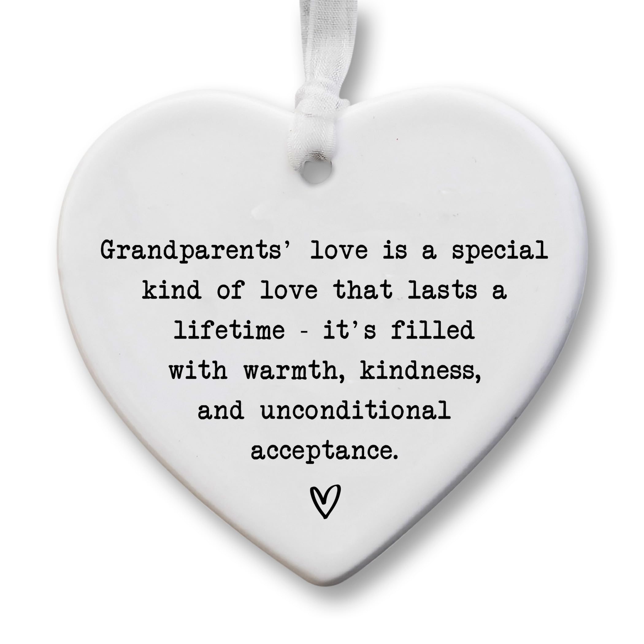 Grandparents Ceramic Heart Keepsake - Grandparents Love Gift - Thoughtful Hanging Ornament for Grandma & Grandad - 8cm x 7cm