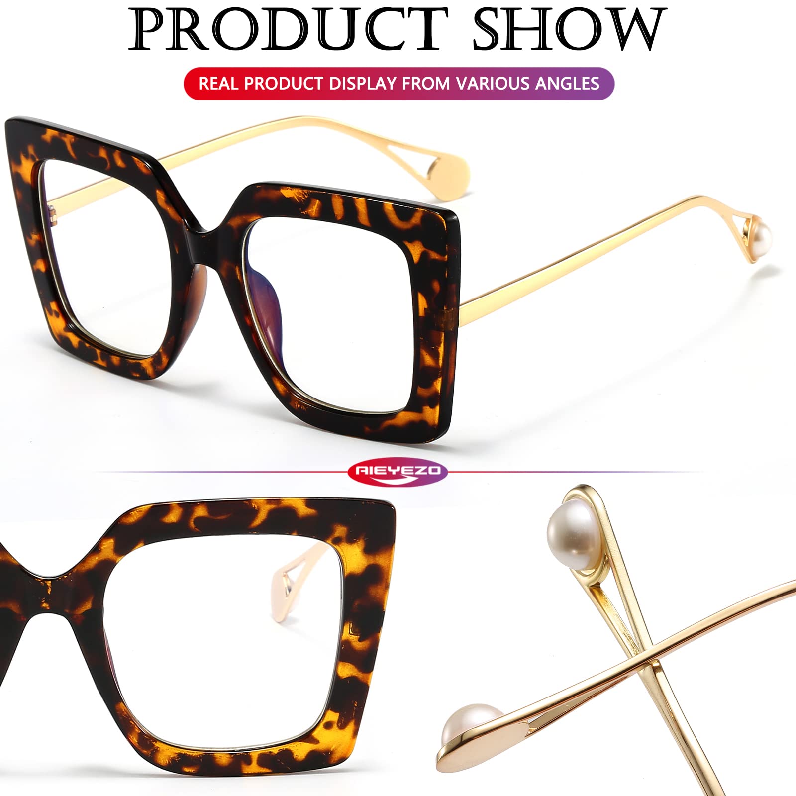 AIEYEZO Lunettes surdimensionnées à lumière bleue pour femme, anti-fatigue pour éviter les maux de tête, lunettes d'ordinateur