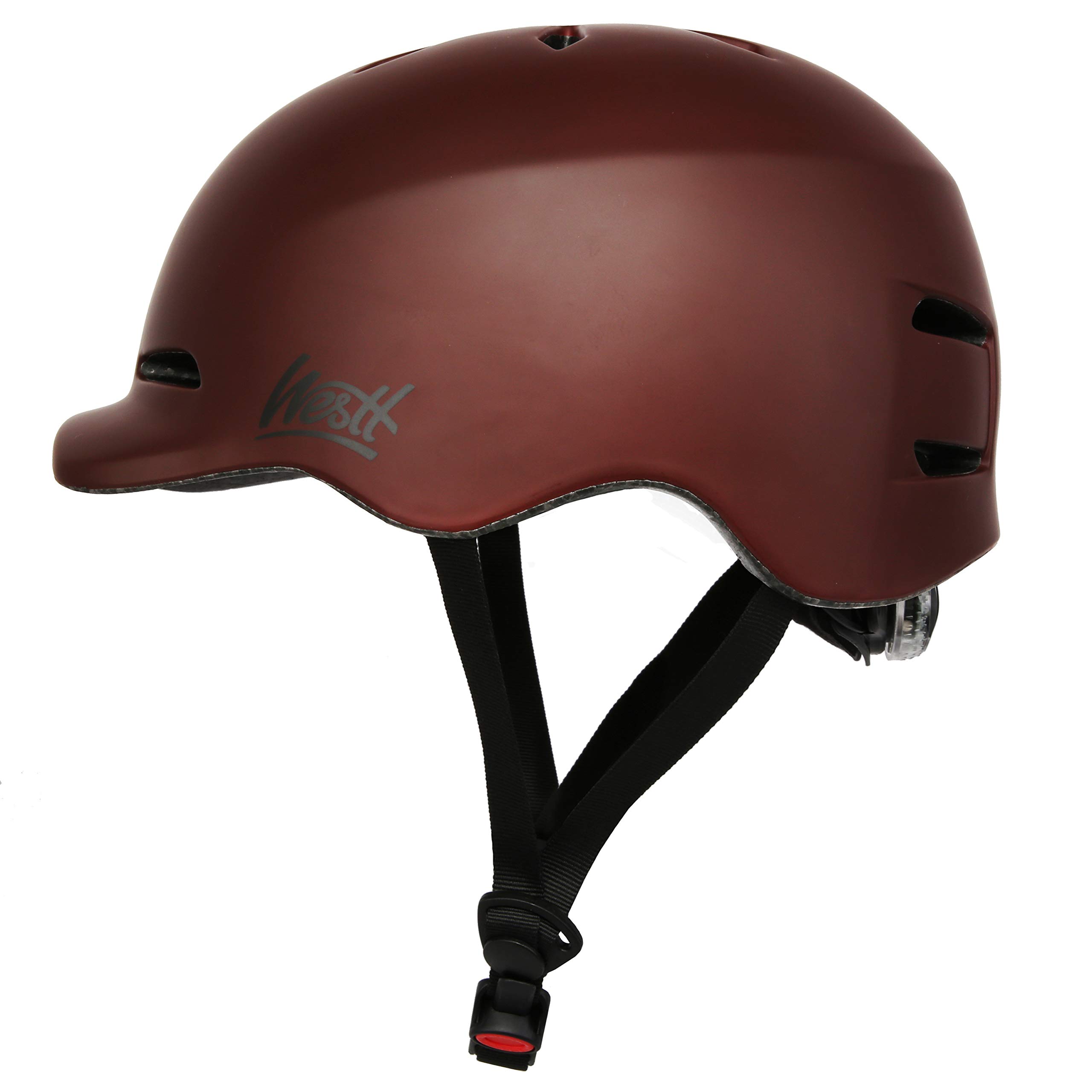 Westt Urban - Casco da bici per adulti retroilluminazione a LED, ciclismo multisportivo, bici, mountain bike, skateboard, pattini a rotelle regolabile per uomini e donne