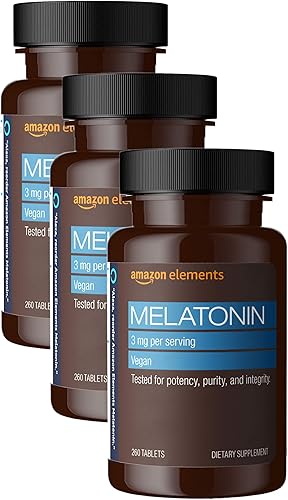 Miniatura 3 de Melatonina de 3 mg de Amazon Elements, vegana; 260 comprimidos