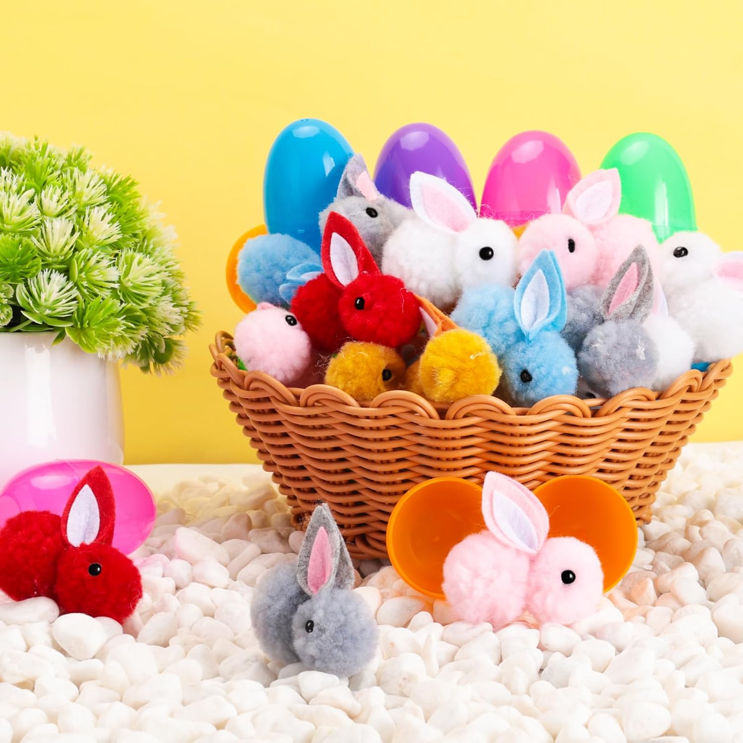 Budbof 24 Pack Easter Egg Fillers Plush Bunny, Easter Eggs Filled Toys for Kids Toddler Boys Girls Easter Basket Stuffers Party Favors