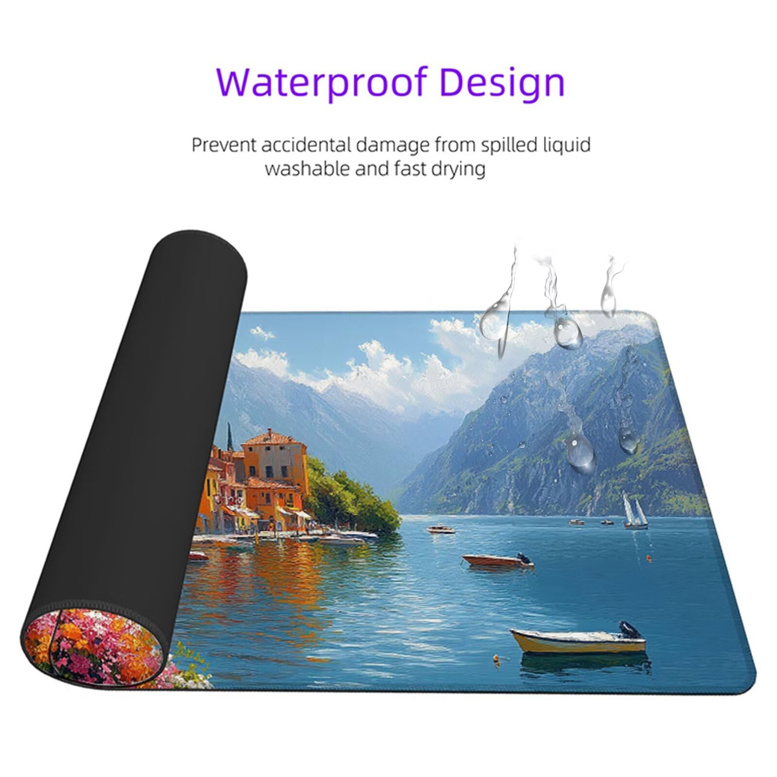 Alfombrilla Ratón Azul Alfombrilla Escritorio Costero Mouse Pad Gaming Duradera, Mouse Pad Grande Gaming Mejora Precisión y La Velocidad, Antideslizante Desk Mat para PC, Oficina 1600x800x3mm Y2-341