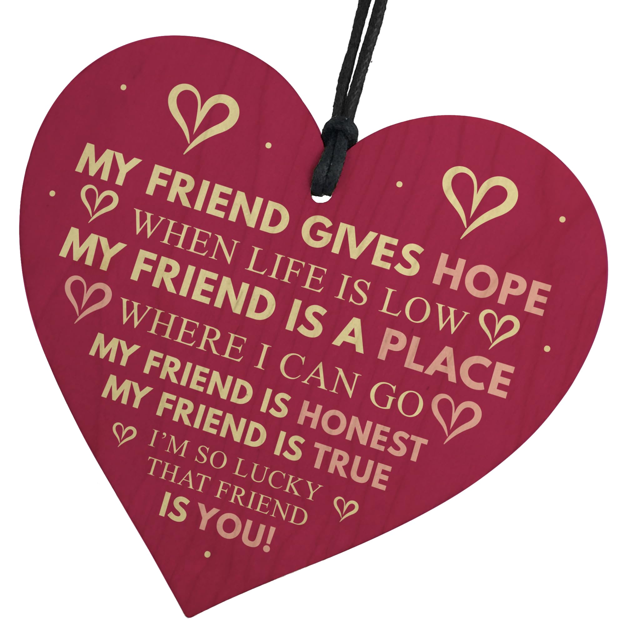 Red Ocean Best Friend Sign FRIEND GIVES HOPE Friendship Gift Funny Thank You Novelty Birthday Chic Plaque
