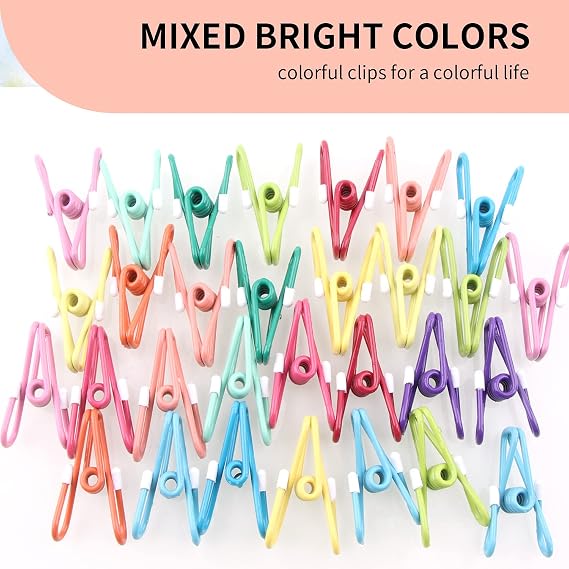 Chip Clips,30PCS PVC Coated Material Food Packaging Clip, Clips Bag Clips,Bag Clips,Clips for Package,Chip Clip,Clothes Pins(Mixed Colors 30pcs),11.5 x 4.72 x 1.06