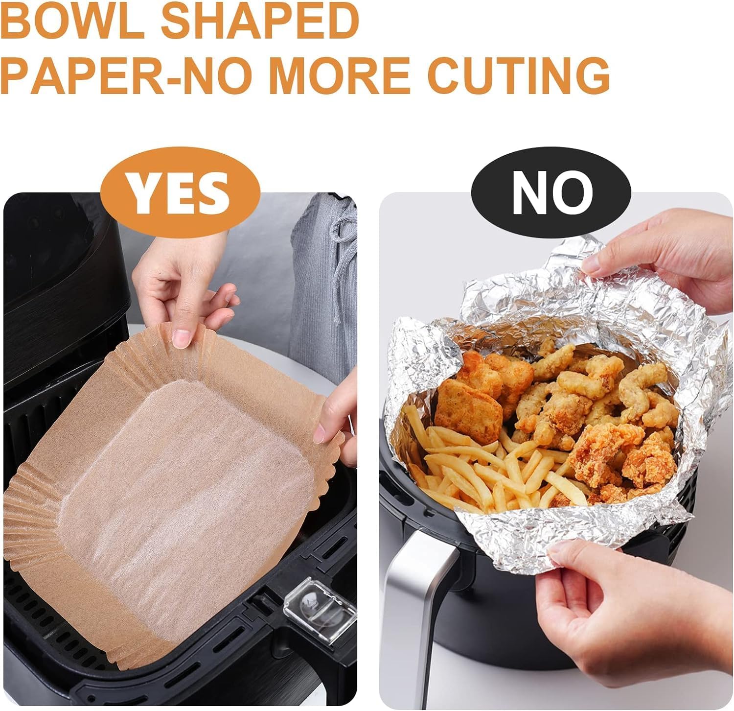 AiQInu Square Air Fryer Paper, 200 Pieces 16-20 cm Food-Grade BPA Free Disposable Parchment Paper, Non-stick Oil Oven Paper for 3-4.5L Air Fryer and Microwave