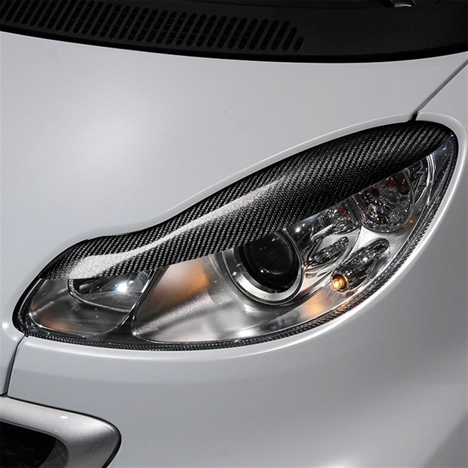 Naklejka na reflektor samochodowy z włókna węglowego, na powieki, Compatible With Mercedesa-Benz Smart, Fortwo W451 2007-2014 ABS, na powieki