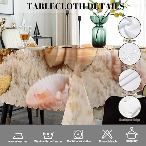 Miniatura 3 de Swono Seashell - Mantel oblongo, de 52 x 70 pulgadas, diseño de océano tropical, estrellas de mar y conchas marinas, sin arrugas, mantel de granja