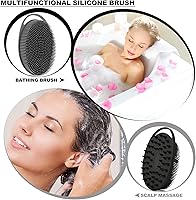 Vista 3 de 2 paquetes de estropajo corporal de silicona, cepillo corporal de doble cara, cepillo de ducha y cepillo de champú con masajeador de cuero cabelludo