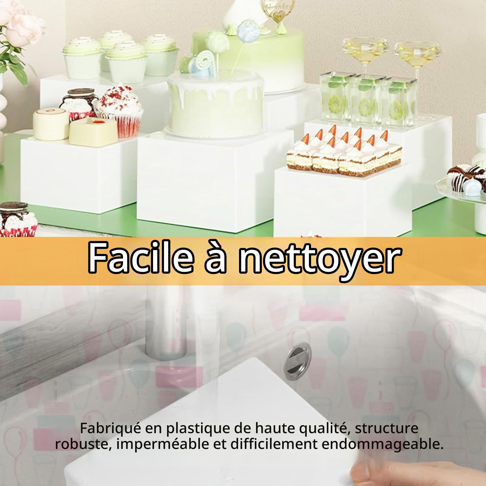 Presentoir Aperitif Buffet, Lot de 6 Présentoirs pour Gâteaux en Acrylique, Desserts, Objets de Collection, Bijoux, Support Cubique Emboîtable Boîte de Rangement pour Bonbons, Cosmétiques