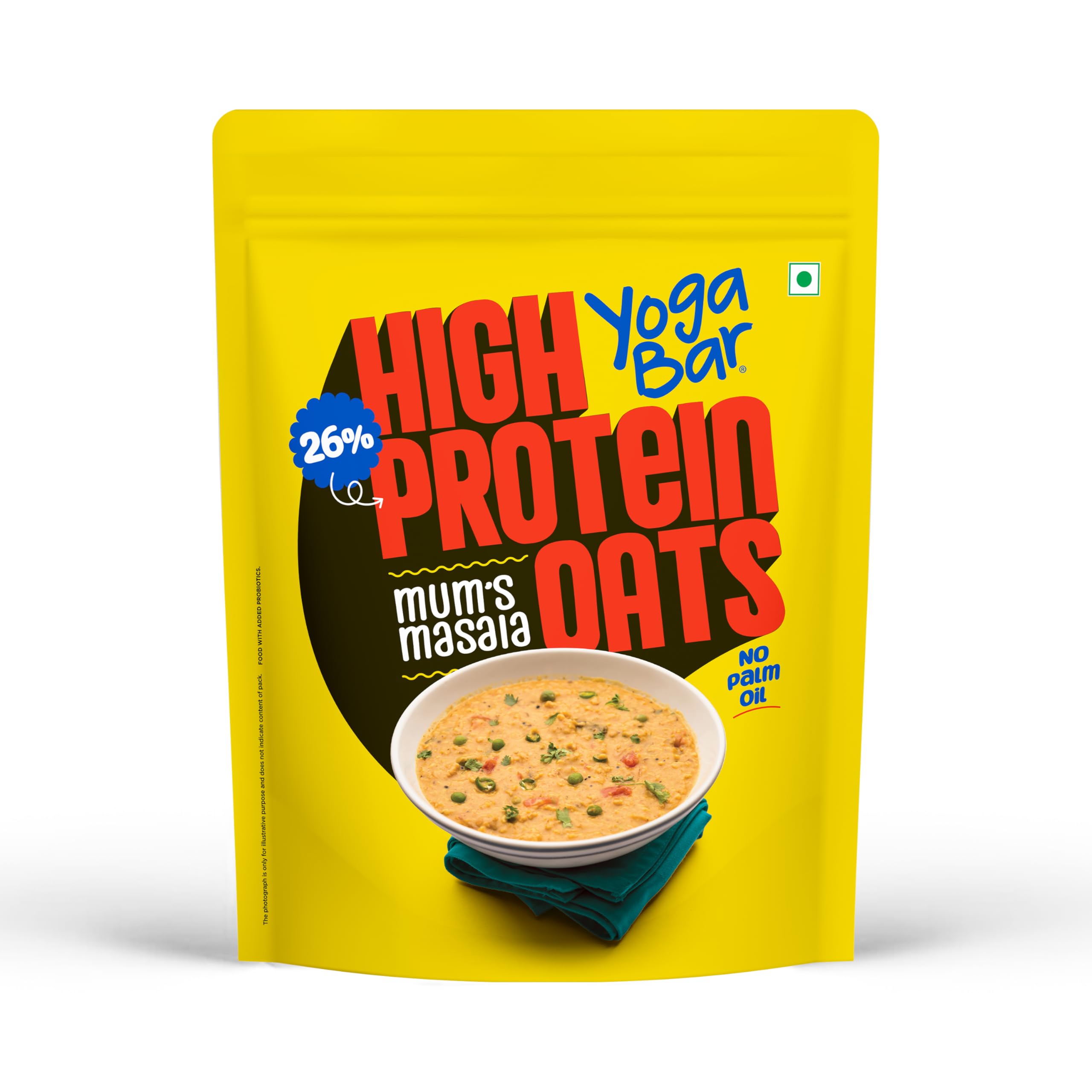 Yogabar 26g High Protein Oats 1kg , Mum's Masala - Breakfast Cereal with Wholegrains, 26% Protein & No added sugar - Oats High Protein for Gym & Weight Management - Premium Protein Blend with Whey Protein Powder - with Goodness of Chia, Sunflower & Pumpkin Seeds & Probiotics for Absorption