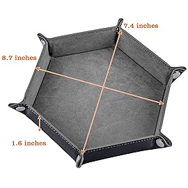 SIQUK 2 Pieces Dice Tray PU Leather Dice Folding Hexagon Tray Dice Holder for Dice Games Like RPG, DND and Other Table Games (Pink, Gray)