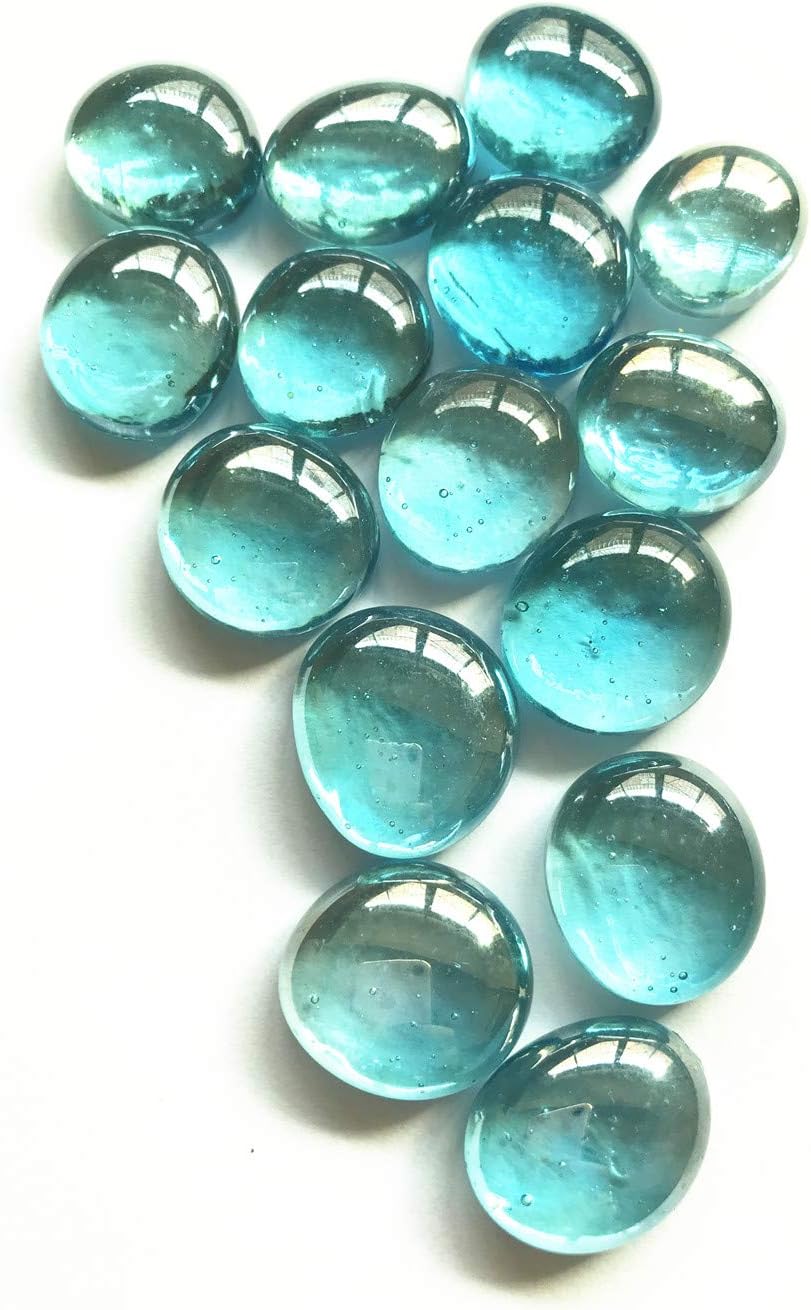 Flat Pebbles Marbles, 5Lbs Glass Gems Stone for Vase Fillers, Wedding Table Scatter, Aquarium Fillers Decor, Party Decoration, Crystal Rocks (Approx 480 pcs Aqua Blue)