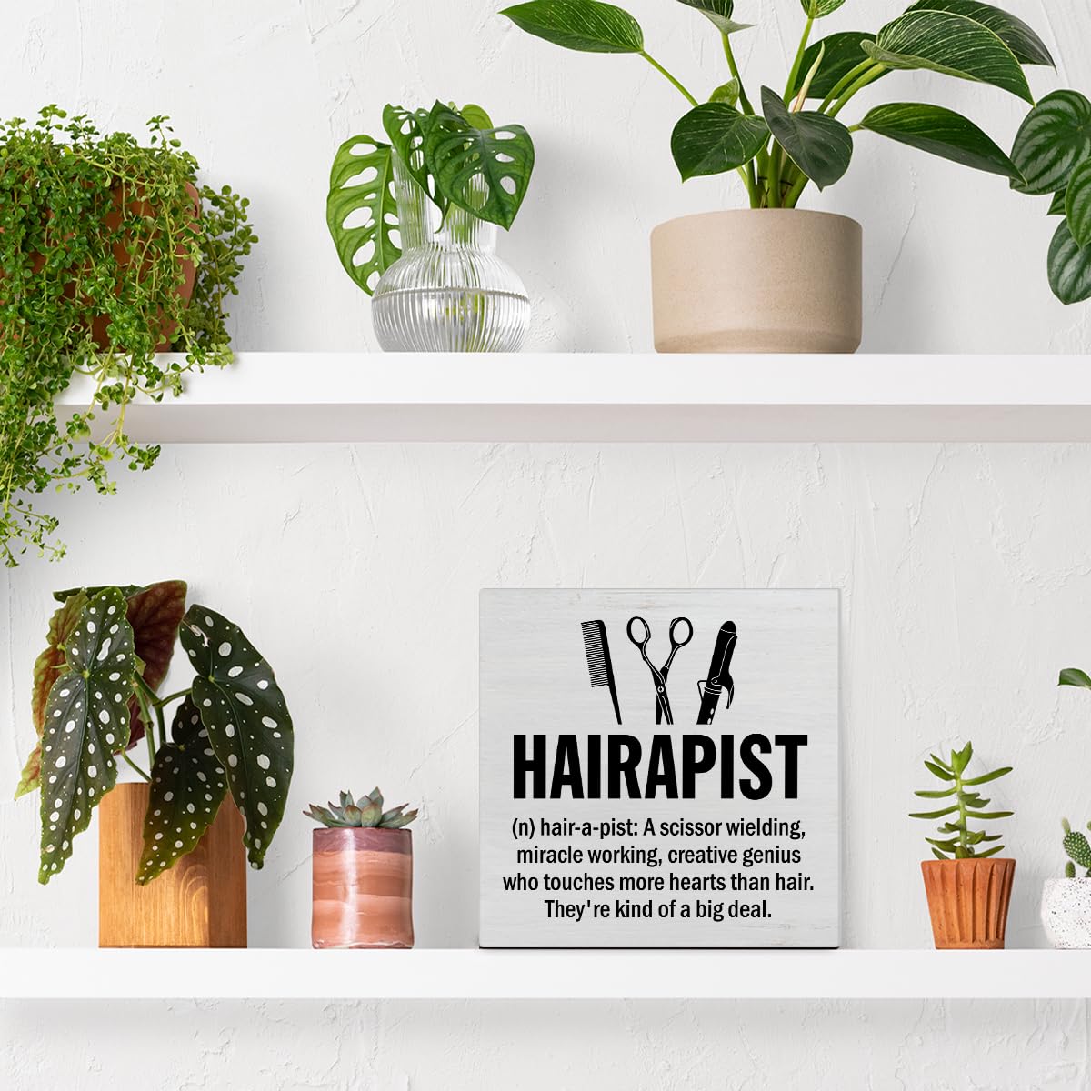 Rustikales Holzschild Für Friseure – 12,7 X 12,7 Cm – Salon-Deko Für Tisch, Regal Oder Wand