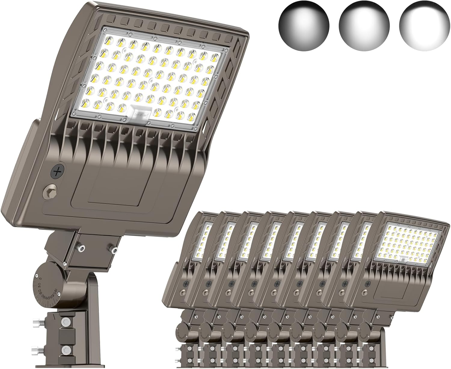 KUKUPPO 10Pack 240W LED Parking Lot Light Power Adjustable, LED Shoebox Flood Pole Light Outdoor Parking Lighting with Slip Fit 36,000LM 5000K IP65 Waterproof 100-277V DLC UL Listed