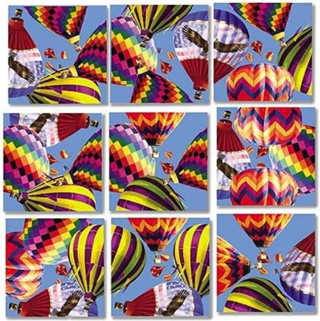Hot Air Balloons Scramble Squares 9 Piece Brain Teaser Puzzle for All Ages by B. Dazzle