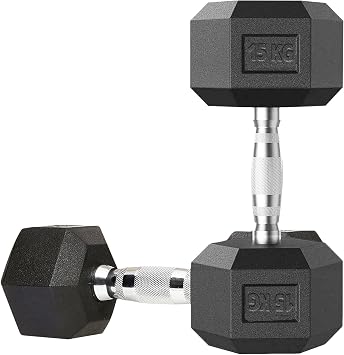 MAXSTRENGTH Hex Dumbbells Rubber Weight Set Home Gym Tricep Hexagonal Ergo Fitness Training
