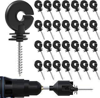 30 Pcs Black Electric Fence Insulator Screw-in Insulator Fence Ring Post Wood Post Insulator and 1 Pc Free Insulator Socket Tool (Grid System Accessories for Animal Husbandry Electronic)