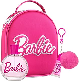 Barbie Neceser 3D EDT 100 ml y Brillo de Labios con Llavero pompón
