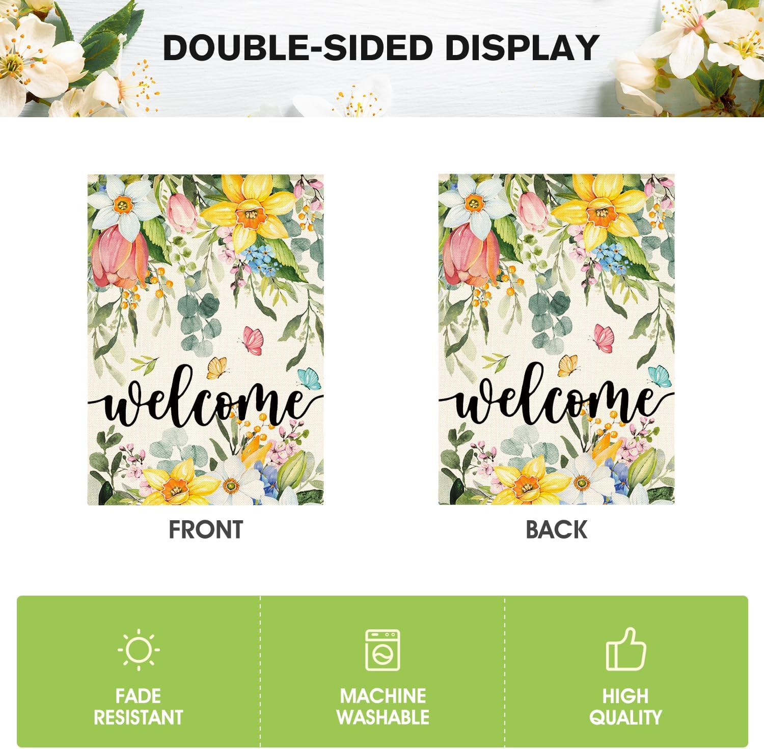 AVOIN colorlife Spring Flowers House Flag 28 x 40 Inch Double Sided, Seasonal Welcome Yard Outdoor Flag - Image 6