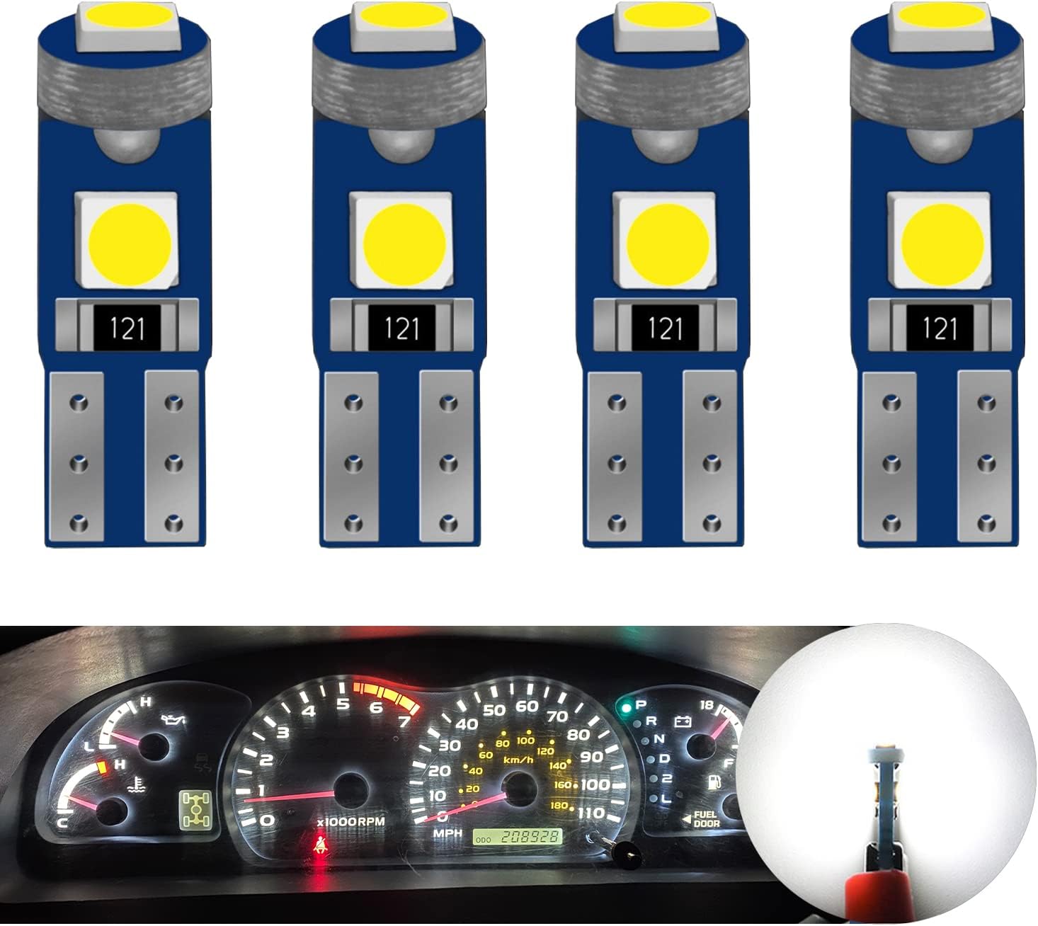 T5 LED Bulbs 74 73 37 2721 LED Bulb Canbus Error Free for Auto Car Interior Dome Door Dashboard Dash Instrument Panel Gauge Cluster Indicator Lights Lamp(White)