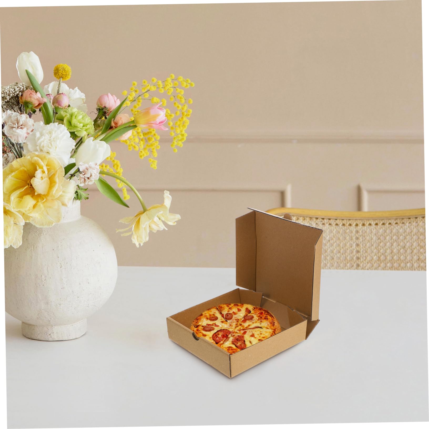 Cajas De Pizza Pequeñas De Papel Kraft, 10 Unidades De 16x16x4 Cm, Cajas Para Pizza Para Llevar, Embalaje Resistente Para Restaurantes y Fiestas