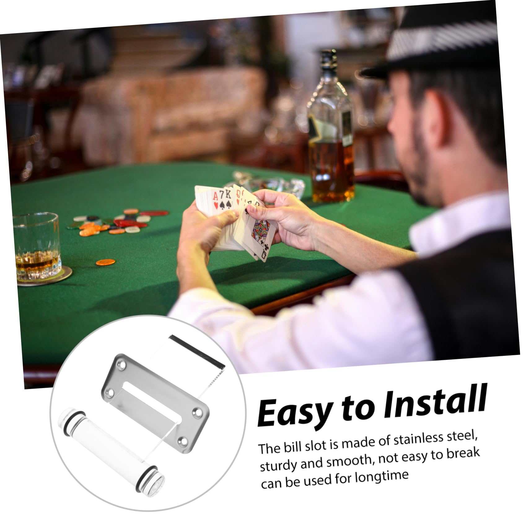 KICHOUSE Acrylic Money Paddle Metal Slot Poker Table Money Holder Easy to Operate Space Saving