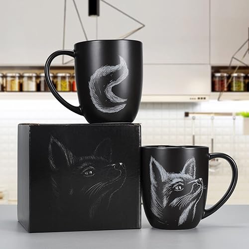 Miniatura 3 de Taza de café de cerámica con diseño de zorro de 14 onzas, taza de té para amantes de los zorros, personalizada, Navidad, inauguración de la casa,