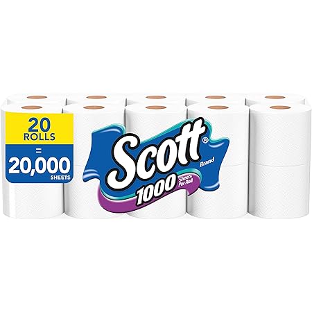 Amazon.com: Scott 1000 Sheets Per Roll Toilet Paper, Bath Tissue, 20 Rolls : Health & Household