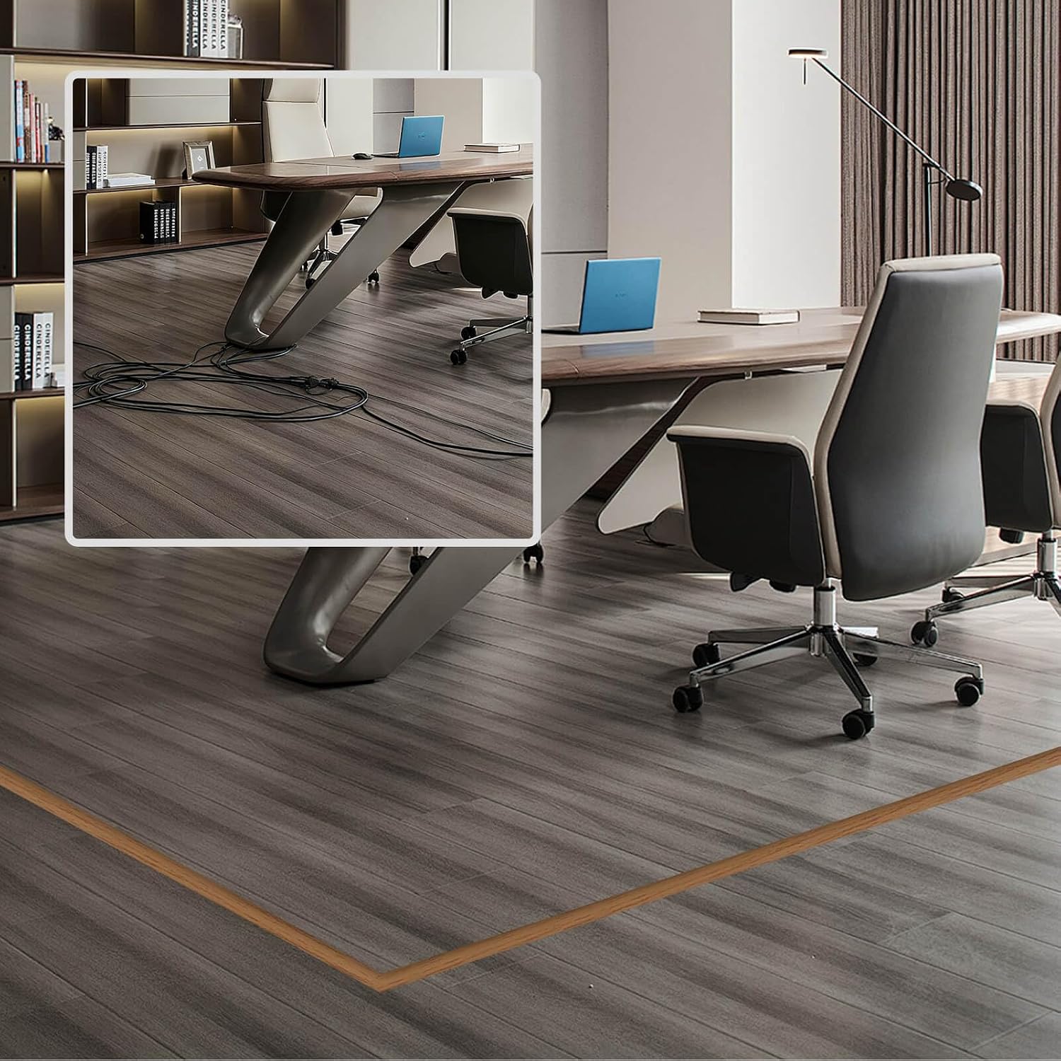 Floor Cord Cover, Floor Cable Cover, Cord Hider Floor, Soft PVC Self Adhesive, Extension Cord Covers for Floor, Prevent Cable Trips,for Offices, Gyms, Exhibitions (Light Brown Wood, 4feet)
