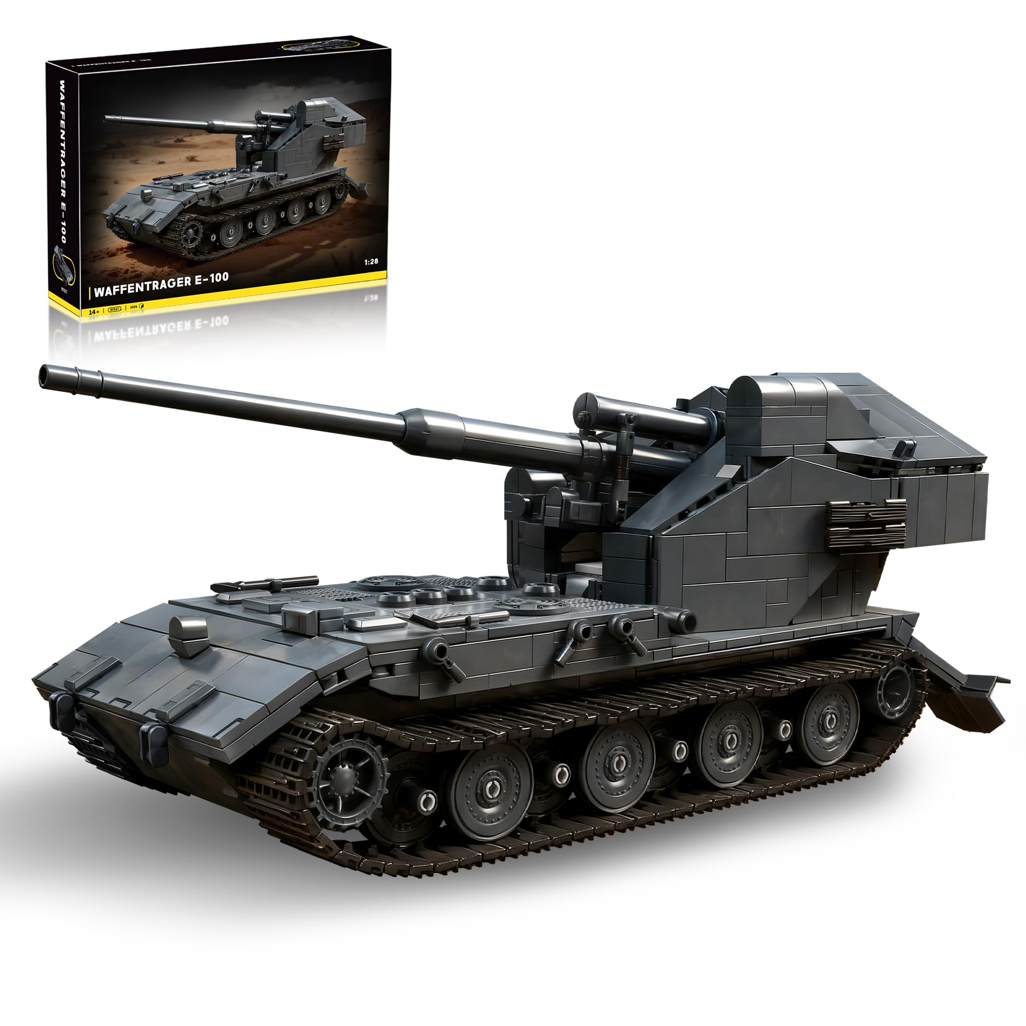 WW2 WT Auf E100 Heavy Tank Destroyer Building Sets, Army Military Vehicles Collectible Model for Adults Enthusiasts 2036PCS