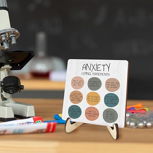 Miniatura 5 de Decoración de oficina de terapia inspiradora, decoración de escritorio de madera rústica, ayuda para la ansiedad, regalos de salud mental para