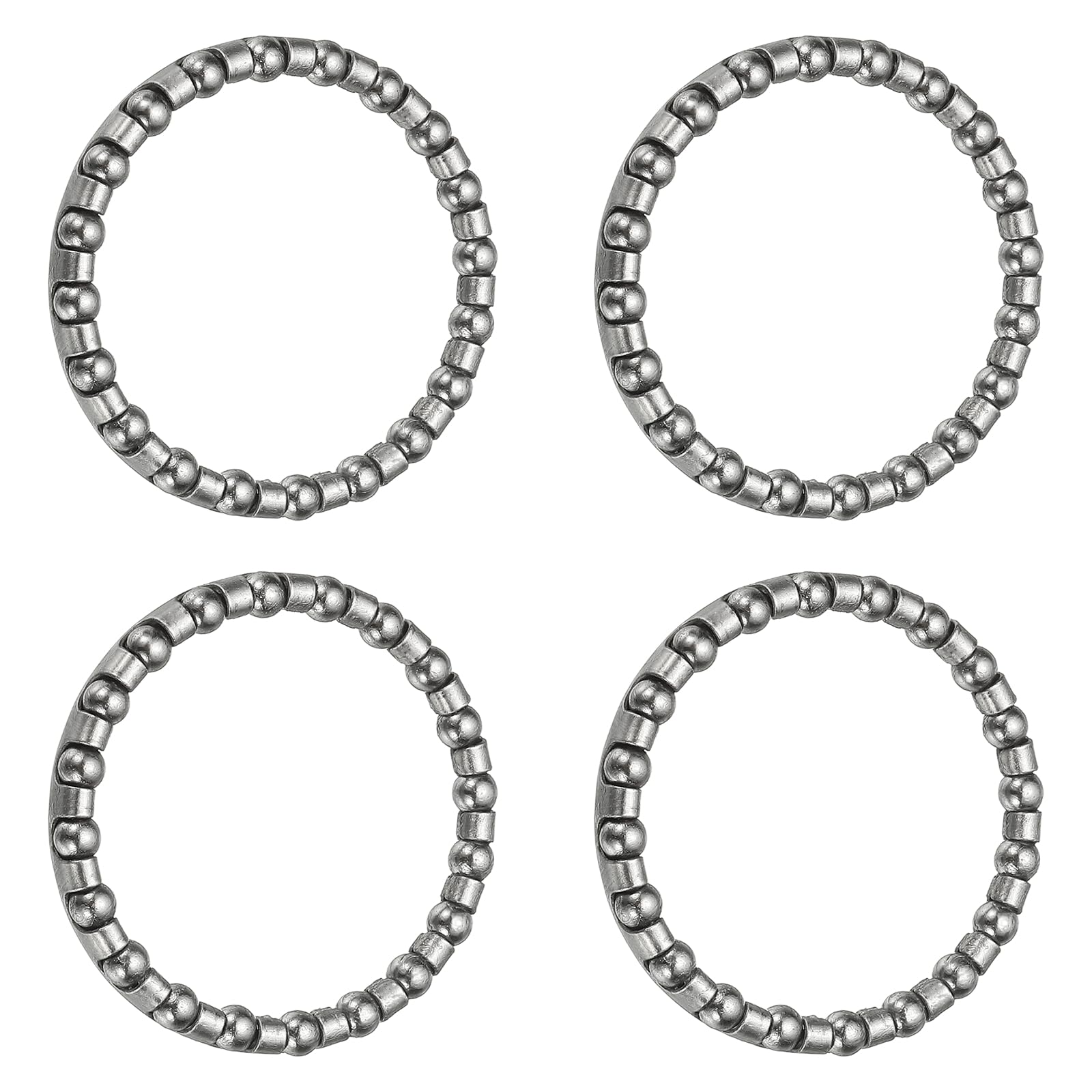 YELARXI Bike Ball Bearings, Bicycle Crank Bearing Retainer Stainless Steel Caged Wheel #5-Fitting for (MTB Bike Crank-Bottom Bracket-Frame Bearing) 3/16" x 20 Balls & 4 Pack & Silver