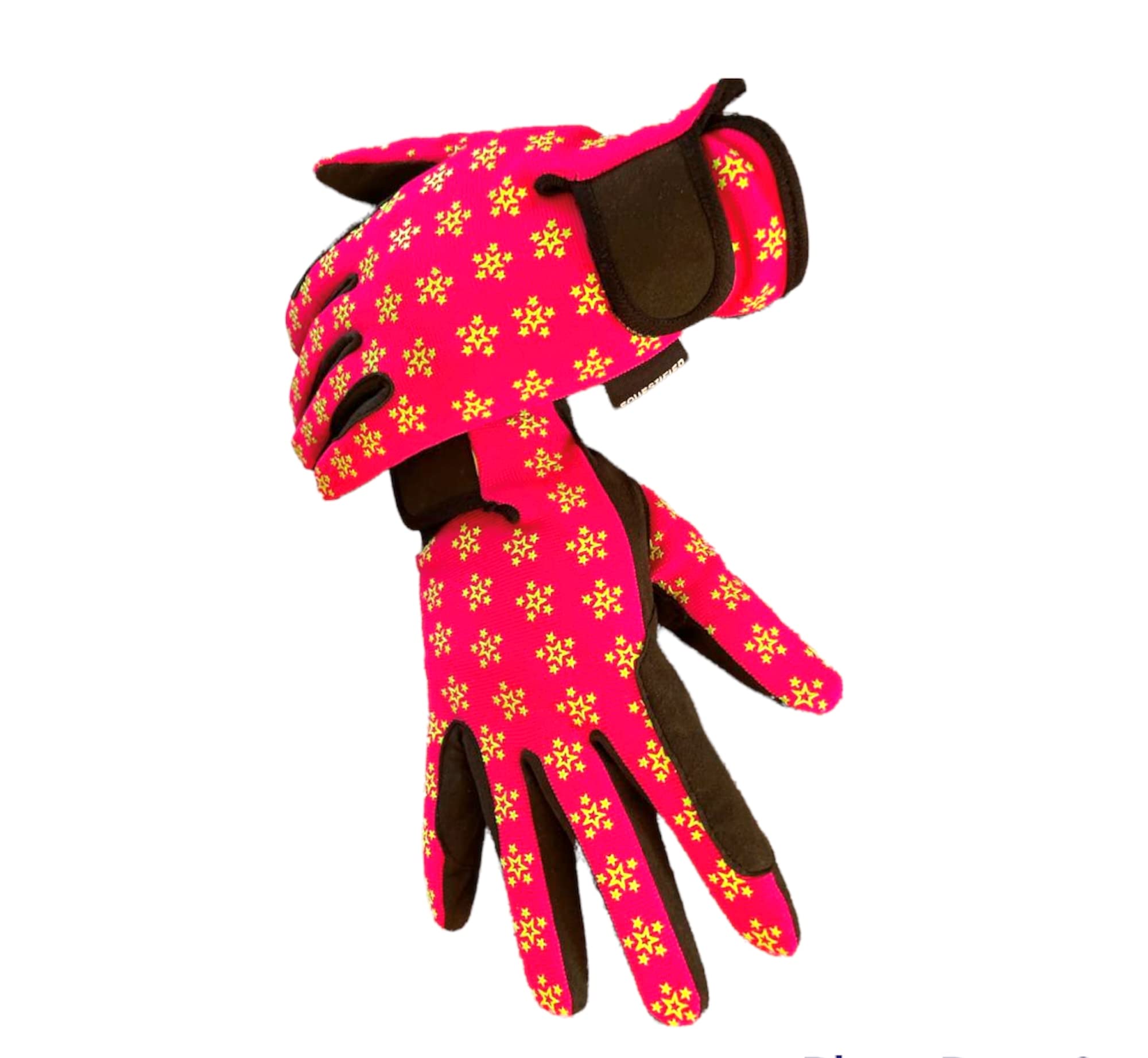 Equestified Youth Equestrian Gloves with STAR Design for Girls & Boys Children Gloves All Weather Outdoor Sports Gloves Horse Riding (10-12 Years, Pink)