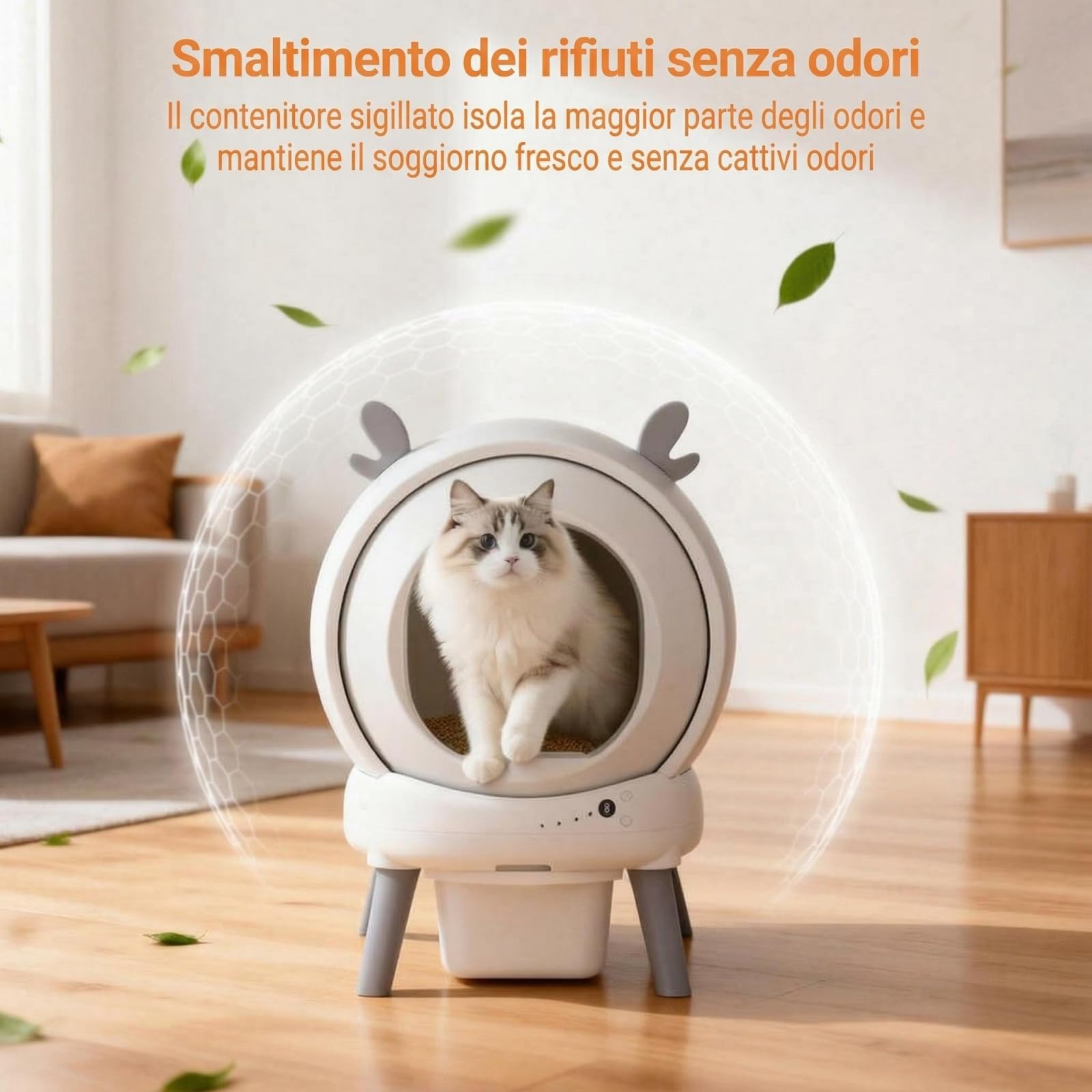Vassoio Automatico per Gatti 60L – Lettiera Autopulente con APP WiFi e Sensori di Sicurezza, Cassetto Sigillato Anti Odore, Adatto per Gatti fino a 11kg, Grande Capacità