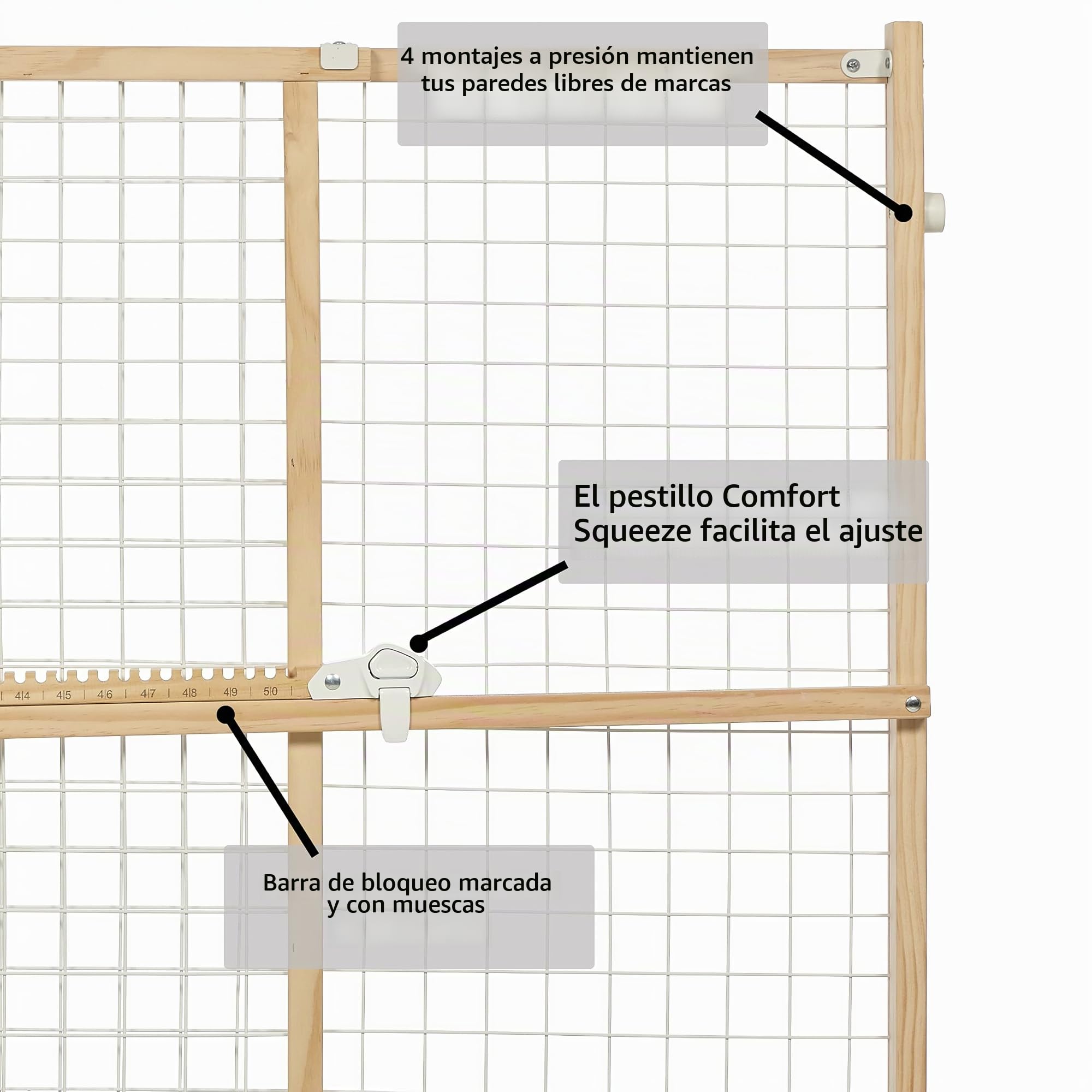 MidWest Homes for Pets - Puerta de seguridad de malla de alambre para mascotas, extensible de 73,6 a 127 cm de ancho, 81,3 cm de alto, de madera y alambre con recubrimiento en polvo