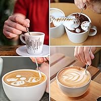 Vista 5 de Jarra para Espumar Leche, 20OZ/600ML Jarra de Vapor de Acero Inoxidable para Espresso, Taza Espumadora de Leche para Café con Bolígrafo de Arte