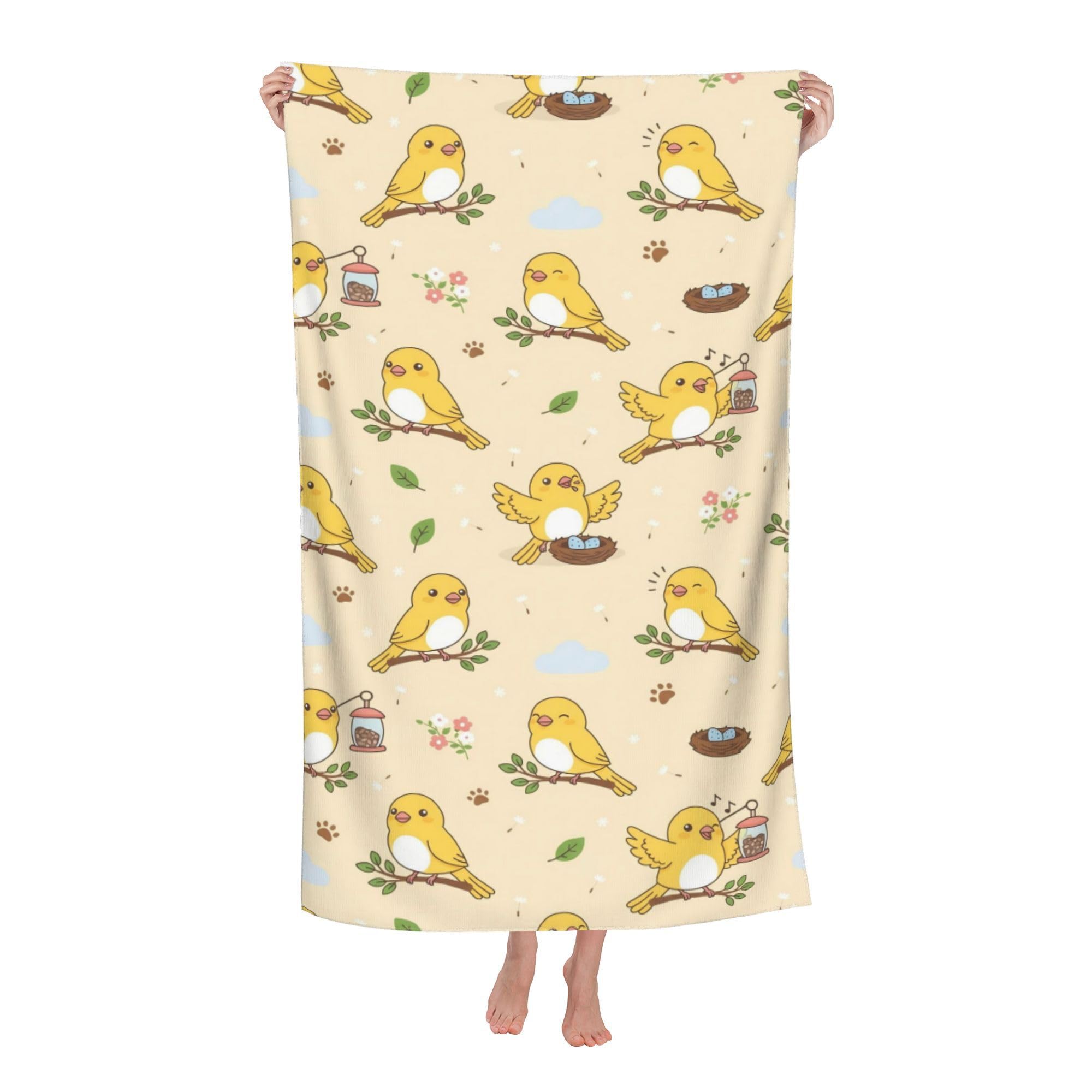 peiyeety Canary Yellow Bird Soft Bath Towels Absorbent Bathroom Towel for Beach Hotel Gym Spa Shower