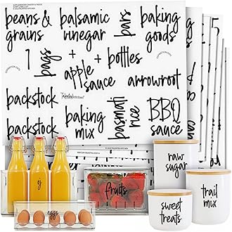 Talented Kitchen Pantry Labels for Jars, Canisters, Containers for Storage and Organization Product Accessories for Bathroom, Laundry Room, Office Script Pantry, Complementary Set, 102 Labels
