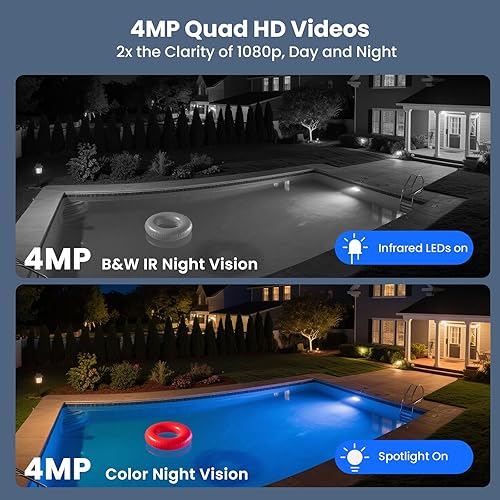 Miniatura 5 de XMARTO Sistema de cámara de seguridad solar de 10 canales 100 sin cables 6 juegos de cámara inalámbrica 2K 4MP con 6 cámaras de seguridad solar sin