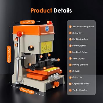 Professional 368A Vertical Key Cutting Machine 220V 120W, Vertical Duplicator Machine, Universal Key Copy Tool Automatic Key Copying Machine for Key Making, Duplicating Door and Car Lock Keys