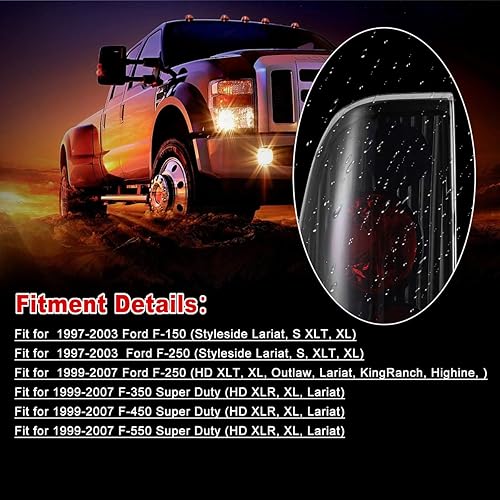 Miniatura 2 de Nixon Offroad Conjunto de luces traseras para Ford F150F250 1997-2003, 1997-2003 Ford F-350 luces traseras, lámparas traseras para F250-F350