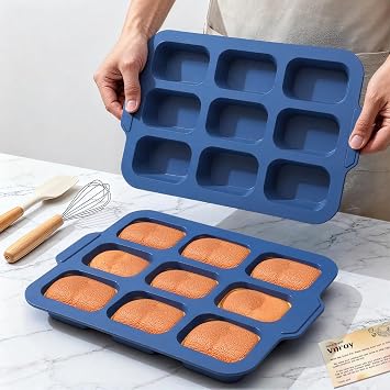 Silicone Mini Loaf Pans Baking 9 Cavity Nonstick Mini Bread Loaf Pans