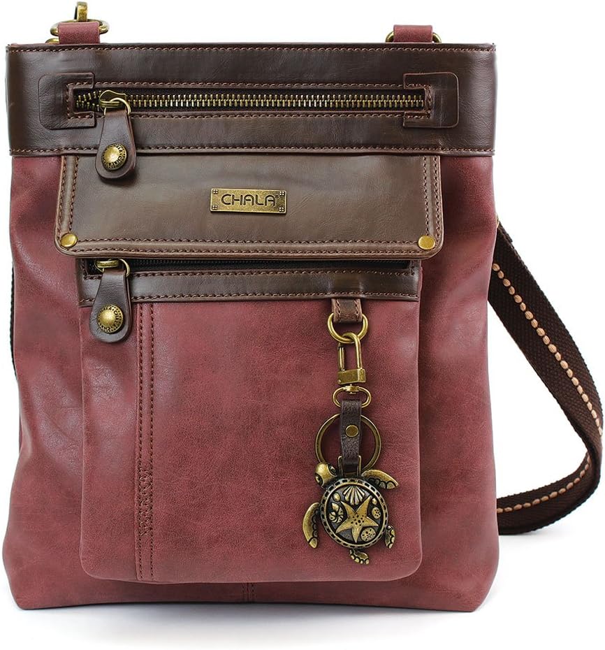 CHALA GEMINI Crossbody PU leather Gift Messenger Bag Burgundy