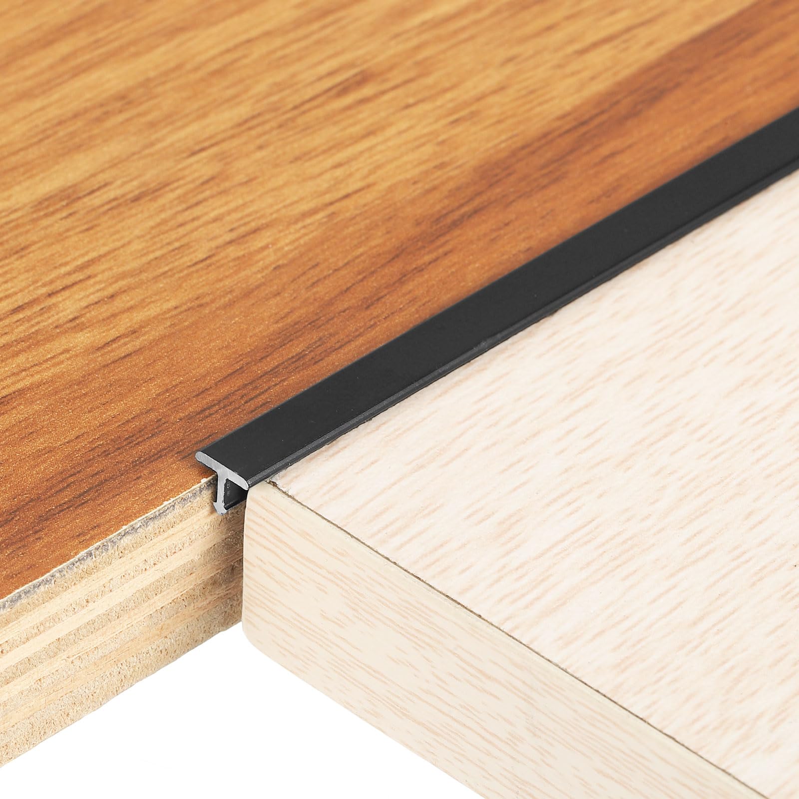 sourcing map 3Pcs 2.9ft x 0.24" t Molding Floor Transition Strips, Aluminium Alloy Vinyl Flooring Gap Trim for Joining Laminate Planks Tiles Floor Gaps, Black