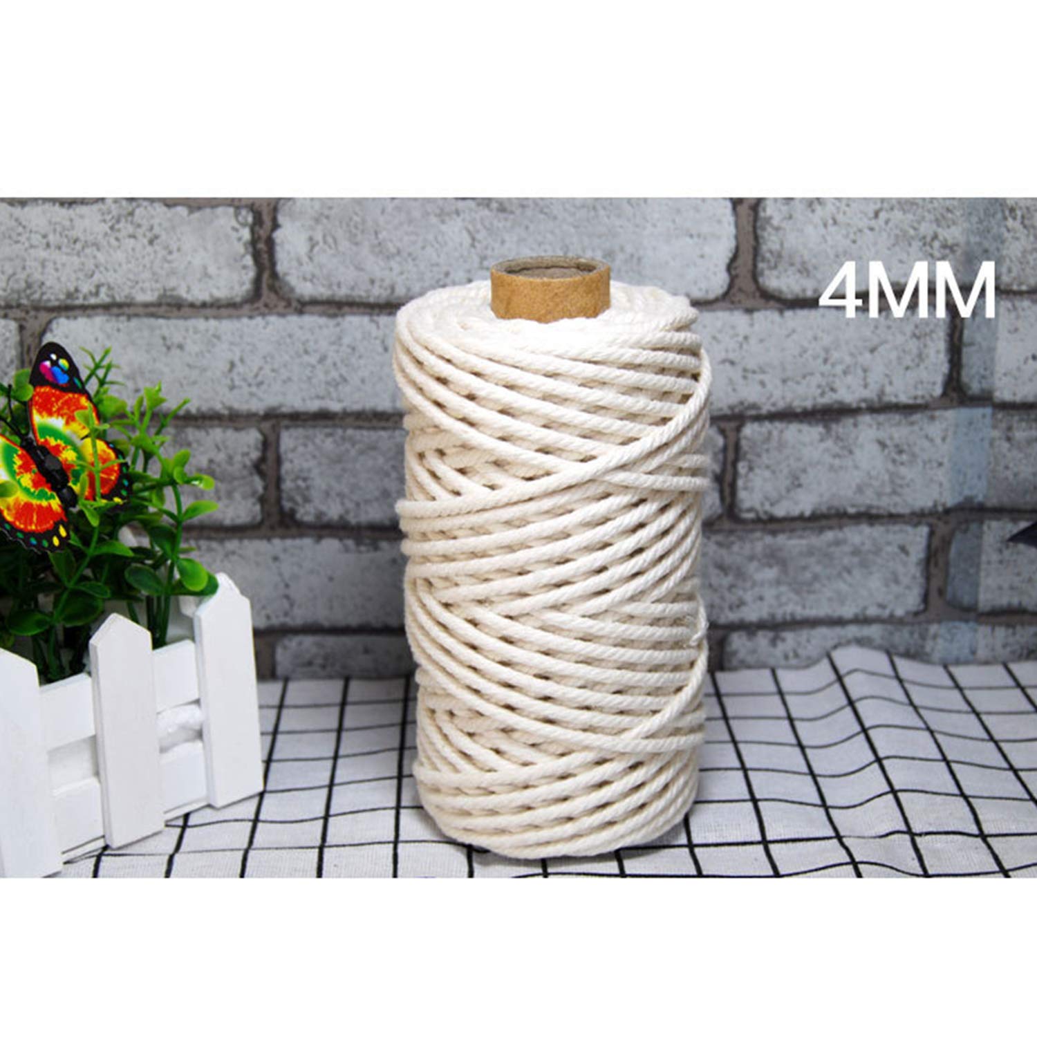 Cordón de macramé 300m/500 m, cuerda de algodón suave natural de 3mm, 4mm, 5mm, manualidades de bricolaje, cuerda de macramé para tapiz hecho a mano,plantas para colgar en la pared 4 MM-300m