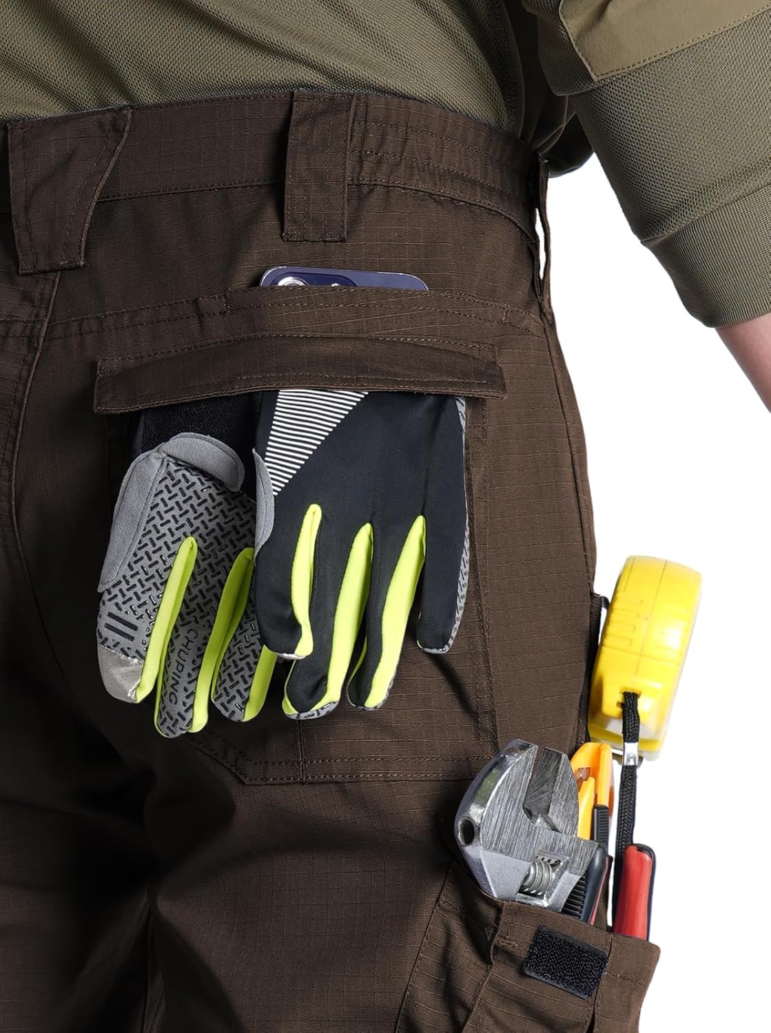 SPOSULEI Mens Tactical Pants Ripstop Cargo Work Pants with 9 Pockets Water Resistant Breathable Hiking Construction Pants - Image 2