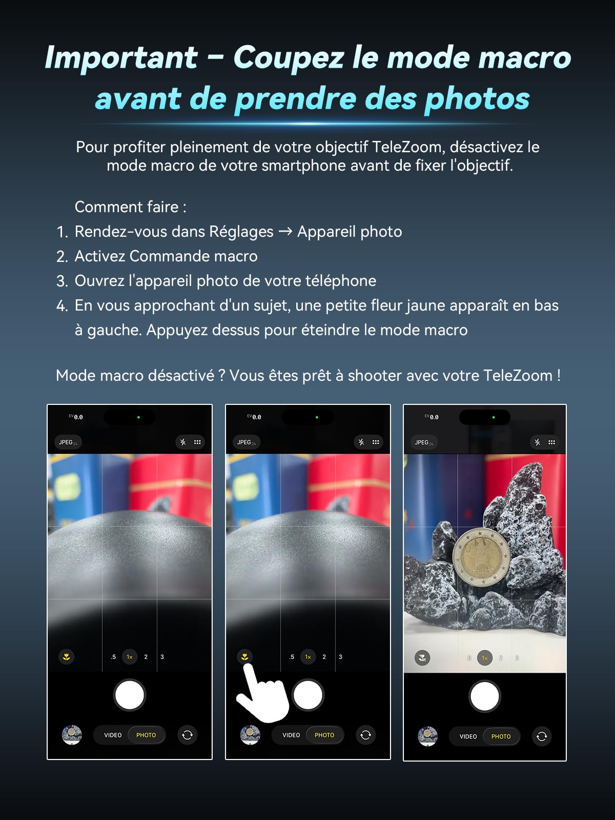 APEXEL TeleZoom 5-10X, objectif zoom téléobjectif 5-10x 150-300 mm, clip universel pour téléphones portables, optique multicouche, compatible avec iPhone Samsung Huawei