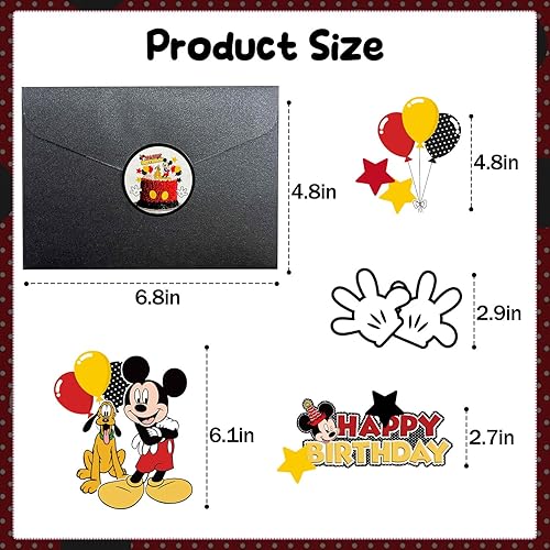 Miniatura 3 de 11 piezas de decoración de pastel de ratón, decoración de pastel de cumpleaños de ratón con estrella dorada y guantes blancos, decoración de fiesta